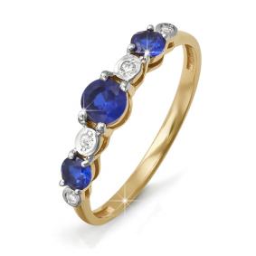 Золотое кольцо КЮЗ Del'ta DБР210252 с бриллиантом и сапфиром DБР210252 фото