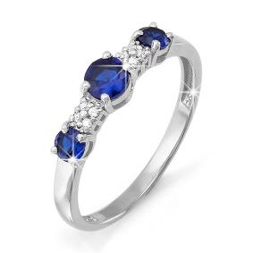 Кольцо из белого золота КЮЗ Del'ta DБР210265 с бриллиантом и сапфиром DБР210265 фото