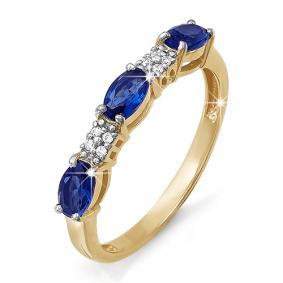 Золотое кольцо КЮЗ Del'ta DБР210266 с бриллиантом и сапфиром DБР210266 фото