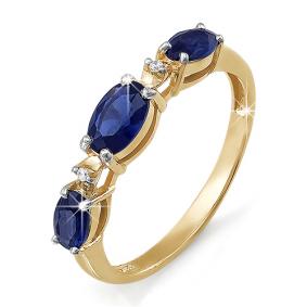 Золотое кольцо КЮЗ Del'ta DБР210270 с бриллиантом и сапфиром DБР210270 фото