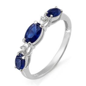 Кольцо из белого золота КЮЗ Del'ta DБР210271 с бриллиантом и сапфиром DБР210271 фото