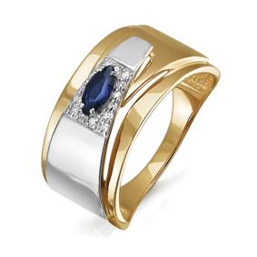 Золотое кольцо КЮЗ Del'ta DБР210402гт с бриллиантом и сапфировым корундом DБР210402гт фото