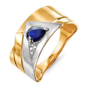 Золотое кольцо КЮЗ Del'ta DБР210406гт с бриллиантом и сапфировым корундом DБР210406гт фото