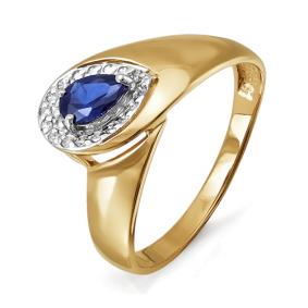 Золотое кольцо КЮЗ Del'ta DБР210410гт с бриллиантом и сапфировым корундом DБР210410гт фото