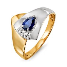 Золотое кольцо КЮЗ Del'ta DБР210414гт с бриллиантом и сапфировым корундом DБР210414гт фото