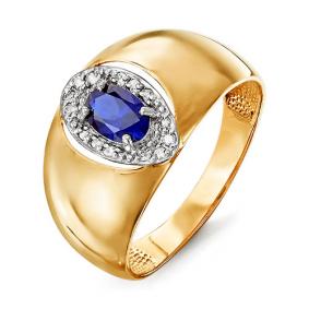 Золотое кольцо КЮЗ Del'ta DБР210418гт с бриллиантом и сапфировым корундом DБР210418гт фото