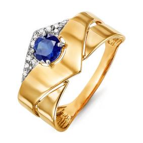 Золотое кольцо КЮЗ Del'ta DБР210422гт с бриллиантом и сапфировым корундом DБР210422гт фото