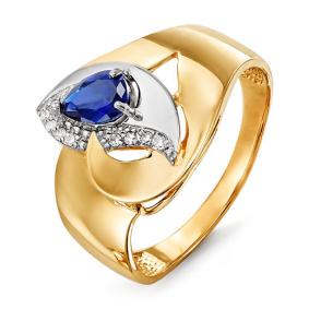 Золотое кольцо КЮЗ Del'ta DБР210432гт с бриллиантом и сапфировым корундом DБР210432гт фото