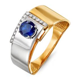 Золотое кольцо КЮЗ Del'ta DБР210438гт с бриллиантом и сапфировым корундом DБР210438гт фото