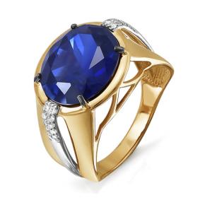 Золотое кольцо КЮЗ Del'ta DБР210578гт с бриллиантом и сапфировым корундом DБР210578гт фото