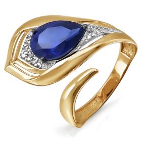 Золотое кольцо КЮЗ Del'ta DБР210580гт с бриллиантом и сапфиром DБР210580гт фото