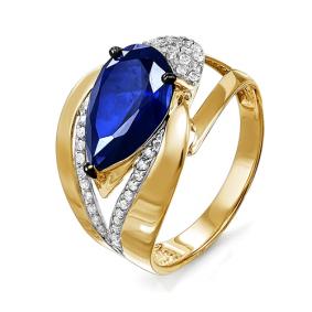 Золотое кольцо КЮЗ Del'ta DБР210582гт с бриллиантом и сапфировым корундом DБР210582гт фото