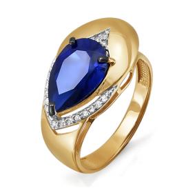 Золотое кольцо КЮЗ Del'ta DБР210586гт с бриллиантом и сапфировым корундом DБР210586гт фото