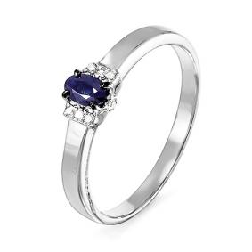 Золотое кольцо КЮЗ Del'ta DБР210713б с бриллиантом и сапфиром DБР210713б фото