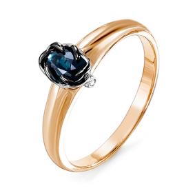 Золотое кольцо КЮЗ Del'ta DБР210729 с бриллиантом и сапфиром DБР210729 фото