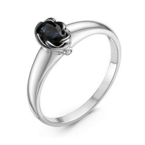 Кольцо из белого золота КЮЗ Del'ta DБР210729б с бриллиантом и сапфиром DБР210729б фото