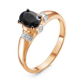 Золотое кольцо КЮЗ Del'ta DБР210735 с бриллиантом и сапфиром DБР210735 фото