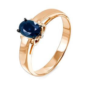 Золотое кольцо КЮЗ Del'ta DБР210737 с бриллиантом и сапфиром DБР210737 фото