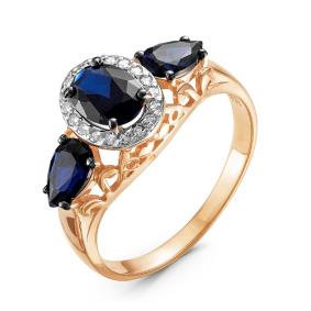 Золотое кольцо КЮЗ Del'ta DБР210758гт с бриллиантом и сапфировым корундом DБР210758гт фото