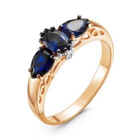 Золотое кольцо КЮЗ Del'ta DБР210768гт с бриллиантом и сапфировым корундом DБР210768гт фото