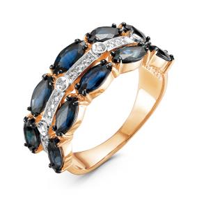 Золотое кольцо КЮЗ Del'ta DБР210781 с бриллиантом и сапфиром DБР210781 фото