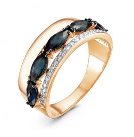 Золотое кольцо КЮЗ Del'ta DБР210782 с бриллиантом и сапфиром DБР210782 фото