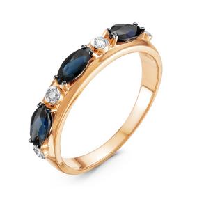 Золотое кольцо КЮЗ Del'ta DБР210783 с бриллиантом и сапфиром DБР210783 фото