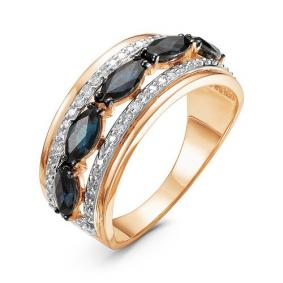 Золотое кольцо КЮЗ Del'ta DБР210785 с бриллиантом и сапфиром DБР210785 фото