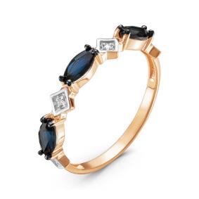 Золотое кольцо КЮЗ Del'ta DБР210788 с бриллиантом и сапфиром DБР210788 фото