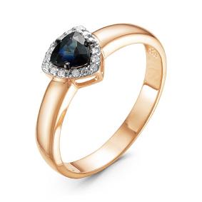 Золотое кольцо КЮЗ Del'ta DБР210790 с бриллиантом и сапфиром DБР210790 фото