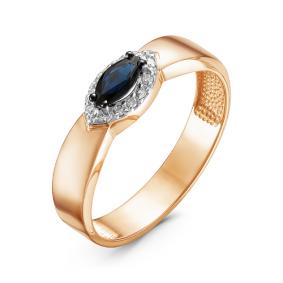 Золотое кольцо КЮЗ Del'ta DБР210793 с бриллиантом и сапфиром DБР210793 фото