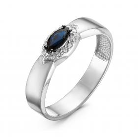 Кольцо из белого золота КЮЗ Del'ta DБР210793б с бриллиантом и сапфиром DБР210793б фото