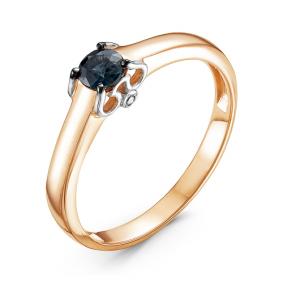 Золотое кольцо КЮЗ Del'ta DБР210797 с бриллиантом и сапфиром DБР210797 фото
