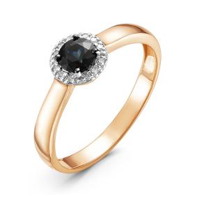 Золотое кольцо КЮЗ Del'ta DБР210803 с бриллиантом и сапфиром DБР210803 фото