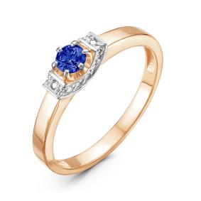 Золотое кольцо КЮЗ Del'ta DБР210900 с бриллиантом и сапфиром DБР210900 фото