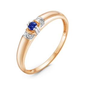 Золотое кольцо КЮЗ Del'ta DБР210911 с бриллиантом и сапфиром DБР210911 фото
