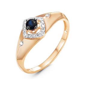 Золотое кольцо КЮЗ Del'ta DБР210946 с бриллиантом и сапфиром DБР210946 фото