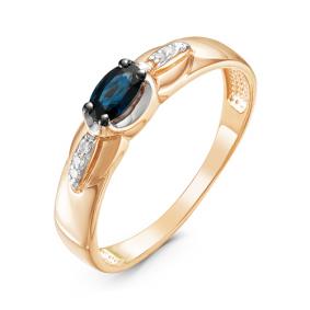 Золотое кольцо КЮЗ Del'ta DБР210952 с бриллиантом и сапфиром DБР210952 фото