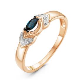 Золотое кольцо КЮЗ Del'ta DБР210955 с бриллиантом и сапфиром DБР210955 фото