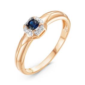 Золотое кольцо КЮЗ Del'ta DБР210959 с бриллиантом и сапфиром DБР210959 фото