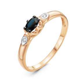 Золотое кольцо КЮЗ Del'ta DБР210962 с бриллиантом и сапфиром DБР210962 фото