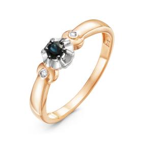Золотое кольцо КЮЗ Del'ta DБР210963 с бриллиантом и сапфиром DБР210963 фото