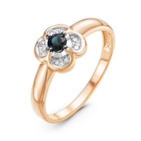 Золотое кольцо КЮЗ Del'ta DБР210964 с бриллиантом и сапфиром DБР210964 фото
