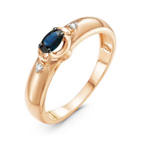 Золотое кольцо КЮЗ Del'ta DБР210965 с бриллиантом и сапфиром DБР210965 фото