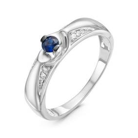Кольцо из белого золота КЮЗ Del'ta DБР210971б с бриллиантом и сапфиром DБР210971б фото