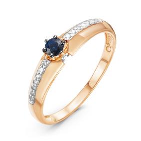 Золотое кольцо КЮЗ Del'ta DБР210972 с бриллиантом и сапфиром DБР210972 фото