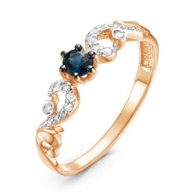 Золотое кольцо КЮЗ Del'ta DБР210978 с бриллиантом и сапфиром DБР210978 фото