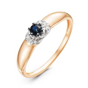 Золотое кольцо КЮЗ Del'ta DБР210980 с бриллиантом и сапфиром DБР210980 фото