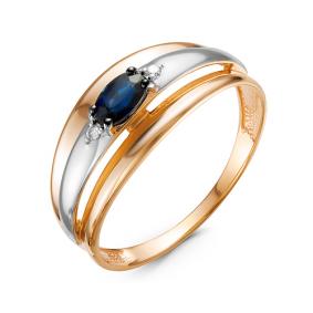Золотое кольцо КЮЗ Del'ta DБР211037 с бриллиантом и сапфиром DБР211037 фото
