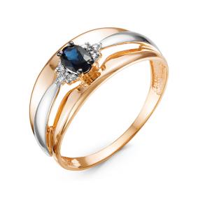 Золотое кольцо КЮЗ Del'ta DБР211038гт с бриллиантом и сапфировым корундом DБР211038гт фото